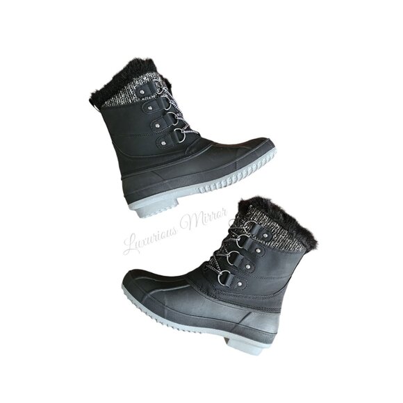 Khombu Kerigan Thermolite Cold Rated Waterproof Faux Fur Trim Lace Up Boots Sz 6 - Picture 5 of 12